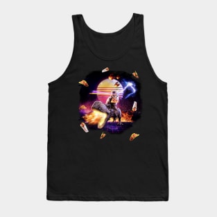 Synthwave Cat Riding Dinosaur Tank Top